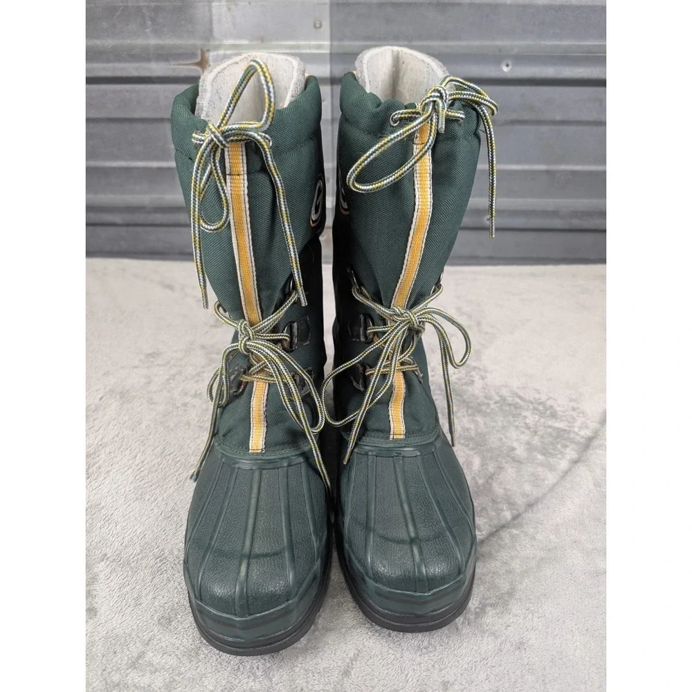 Vintage Green Bay Packers Winter Snow Boots Men Size 11 NFL Football Team Logo